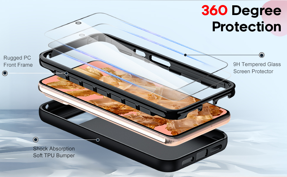 LeYi for Pixel 8 Case with 2 PCS Tempered Glass Screen Protector, Full