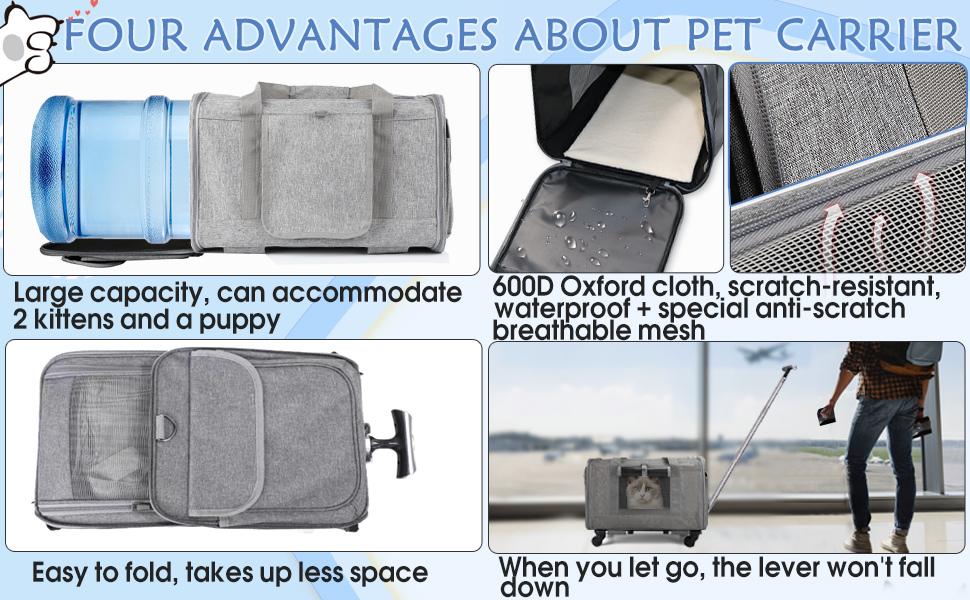Pet Carrier for Medium Cats or Puppy Under 20LBS TSA Delta