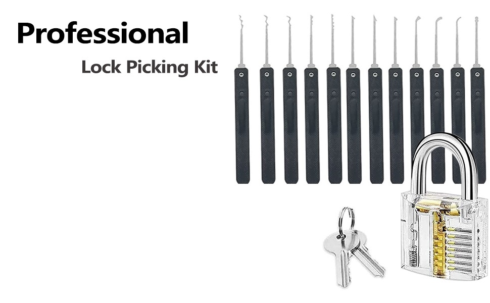 33 Pcs Lock Picking Kit with Transparent Practice Lock Tool