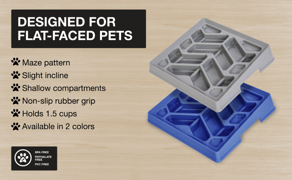 Leashboss Slow Feeder Dog Bowl for Flat Face Breeds