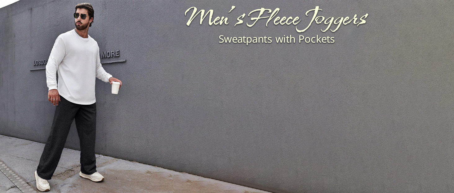 Joggers for Men UK Tracksuit Jogging Bottoms Men’s Fleece Joggers Open-Hem Sweatpants with Pockets