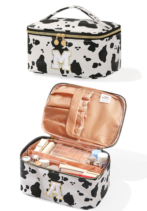 cute cow print makeup bag travel cosmetic bags for teen girl gifts toiletry pouch