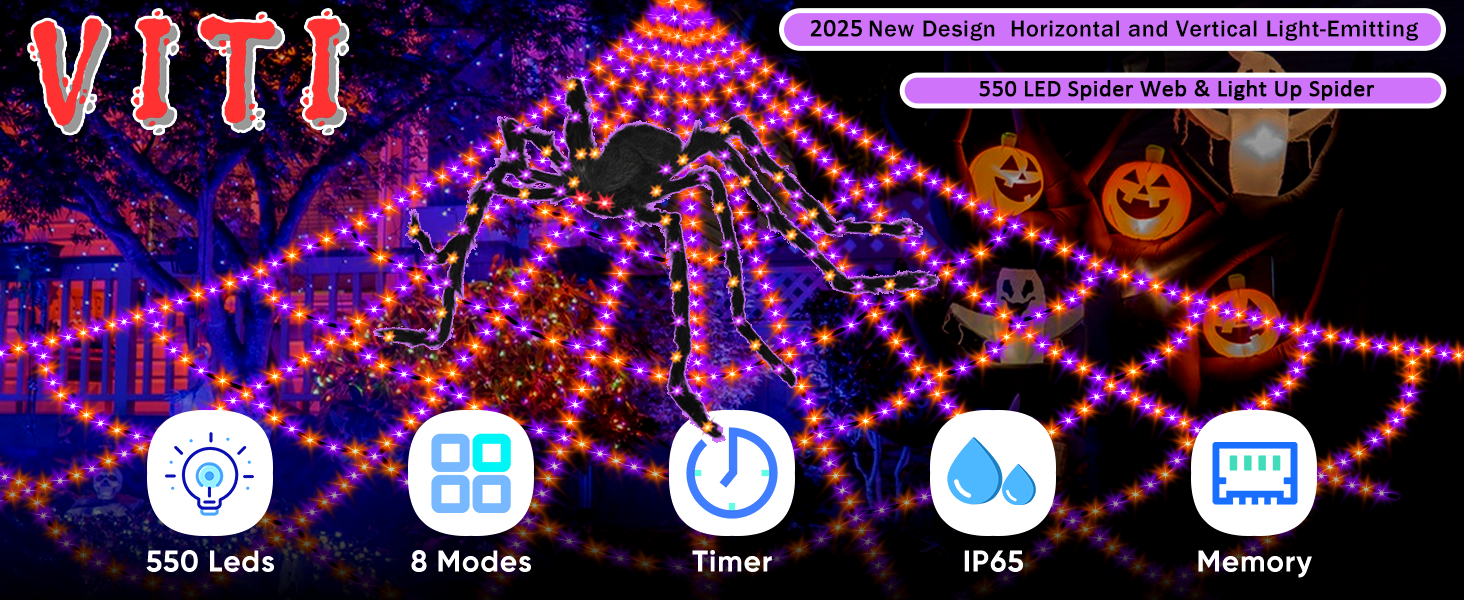 Spider Webs Halloween Decorations Lights