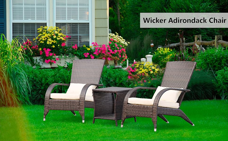 Outdoor Patio Wicker Adirondack Chair Outside Fire Pit