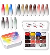 Karroy Sponge Pat Paint Nail Gel, Ombre Nails Gradient Gel Nail Blush Blooming Aura Nails Drawing...