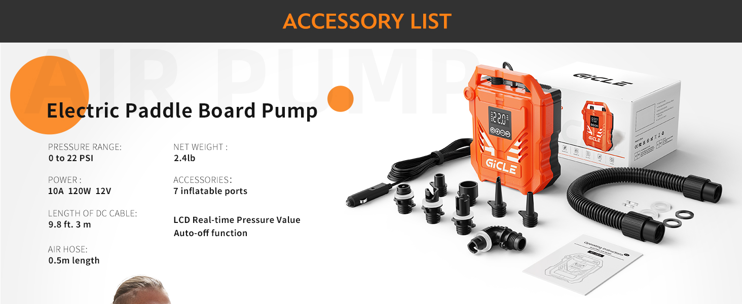 Paddle board air pump