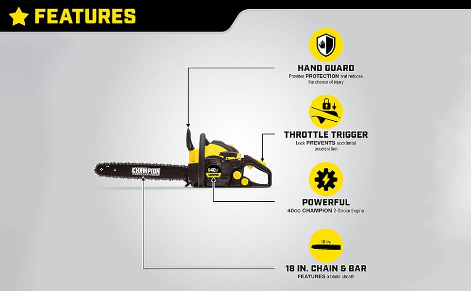 Champion Power Equipment 18inch 40cc Portable Gas Chainsaw Kit with
