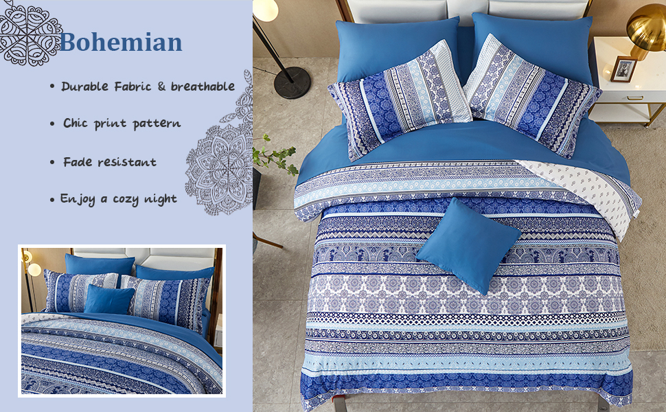 Boho Comforter Set King Size 8 Pieces Bed in a Bag Bohemian Striped