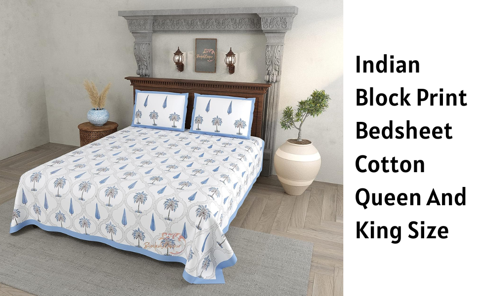 Buy BRULD Jaipuri Bedsheet 100 Cotton Hand Block Print Bedsheet with 2