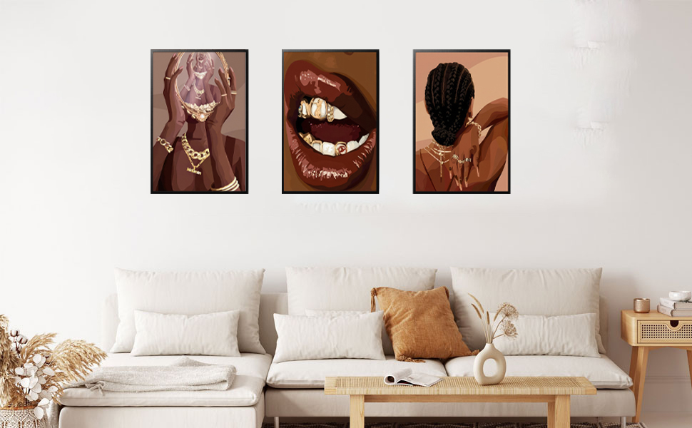 black woman poster wall art in livingroom