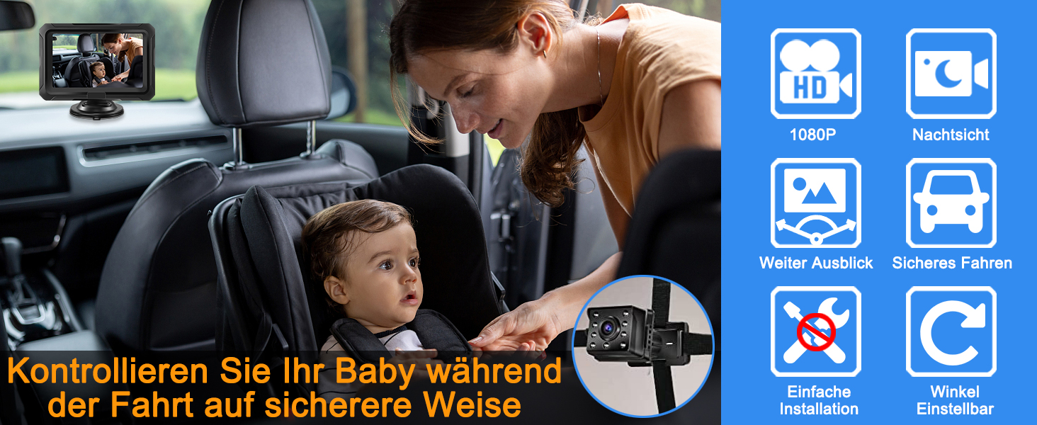 Kontrollieren Sie Ihr Baby während der Fahrt auf sicherere Weise