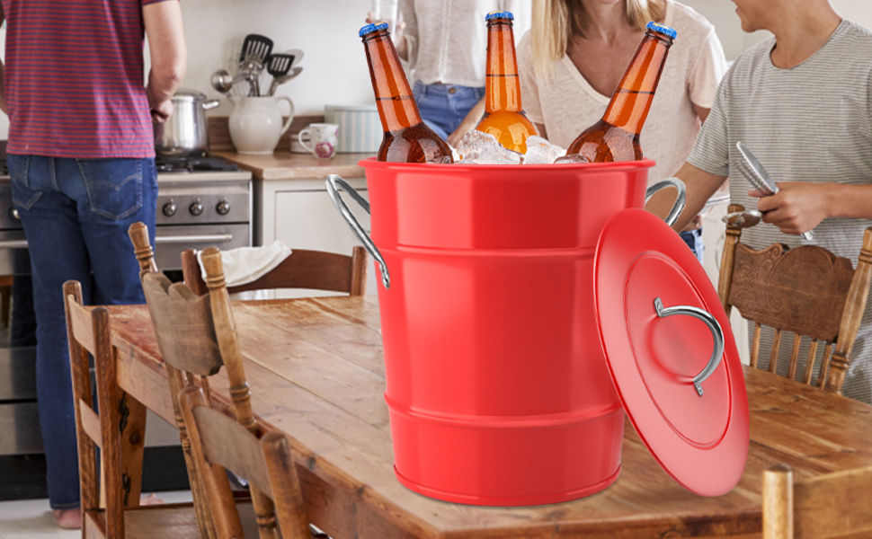 4 L Red Ice Bucket,Ice Buckets For Parties,Insulated Ice