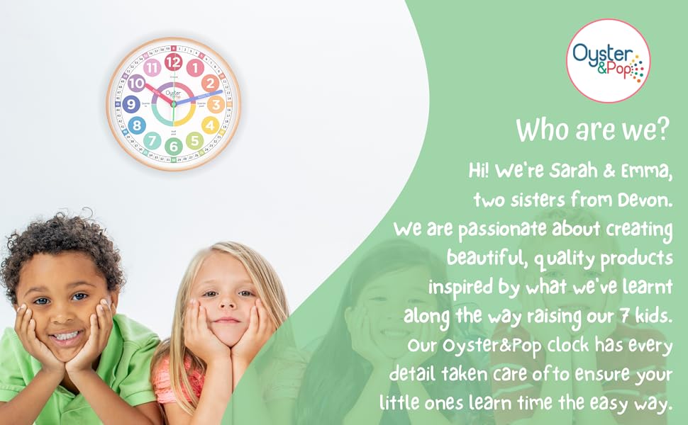 Learning clock for kids, kids clocks for bedrooms, aesthetic clock, tell the time clock for kids.