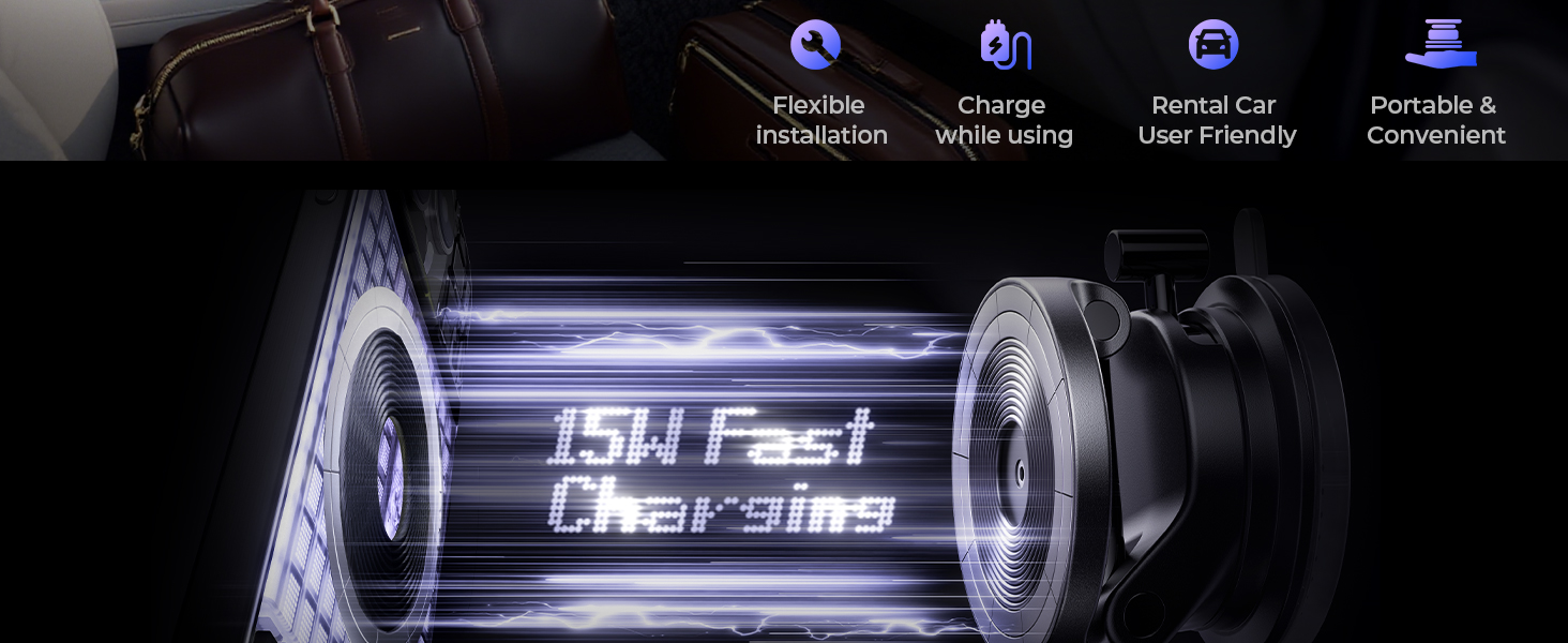 15W Vauum Suction Magsafe Car Mount Charger