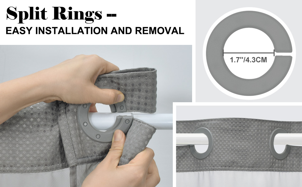 EUTXL Grey Shower Curtain and Liner Set