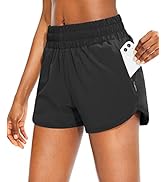 SANTINY Women's Running Shorts with Zip Pockets High Waisted Athletic Workout Gym Shorts for Wome...