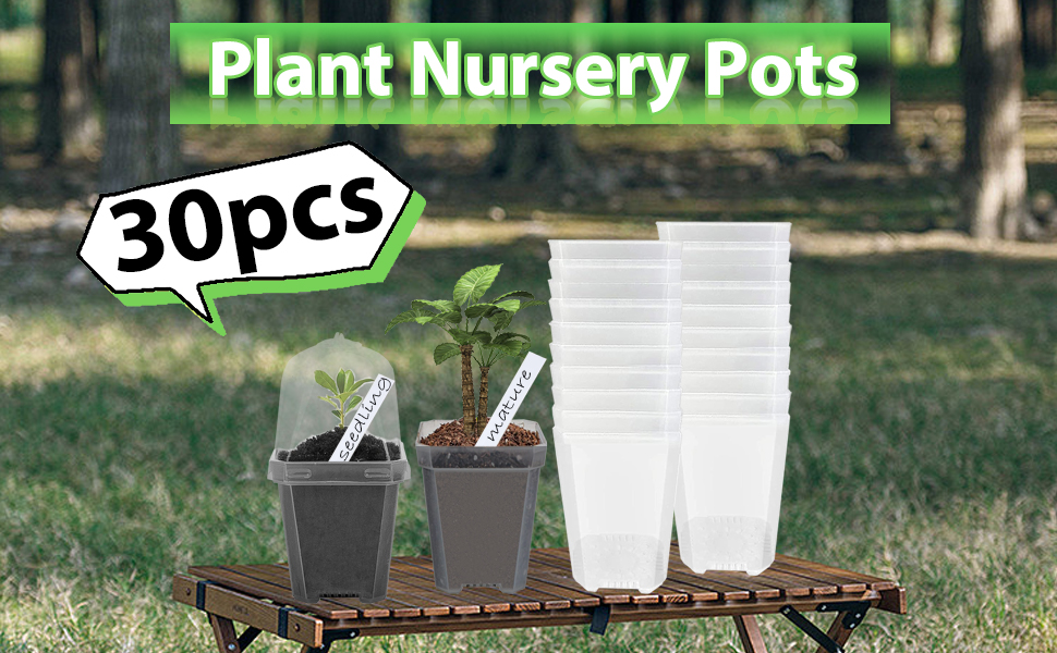 Hyuetrsa 30 Sets Plant Nursery Pots with Humidity Domes, 3" Plastic Gardening Pot