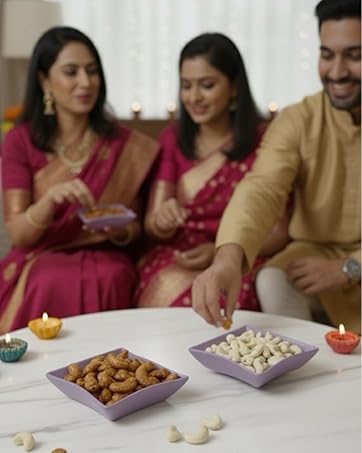 festive family celebration using stylish snack trays - perfect serving bowls for Diwali and parties