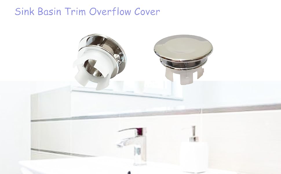 4 Pack Solid Sink Overflow Cap, Round Hole Cover Overflow Cover