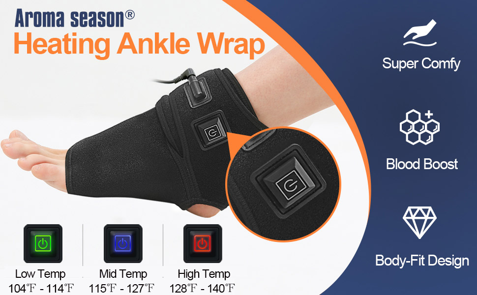 Aroma Season Ankle Heating Pad, Adjustable Heated Ankle Wrap Brace