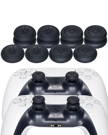 YoRHa Studded Printing Silicone Rubber Customizing Skin Cover for PS5 Dualsense Controller x 2(Red+Blue) with Pro Thumb Grips x 10 17 1