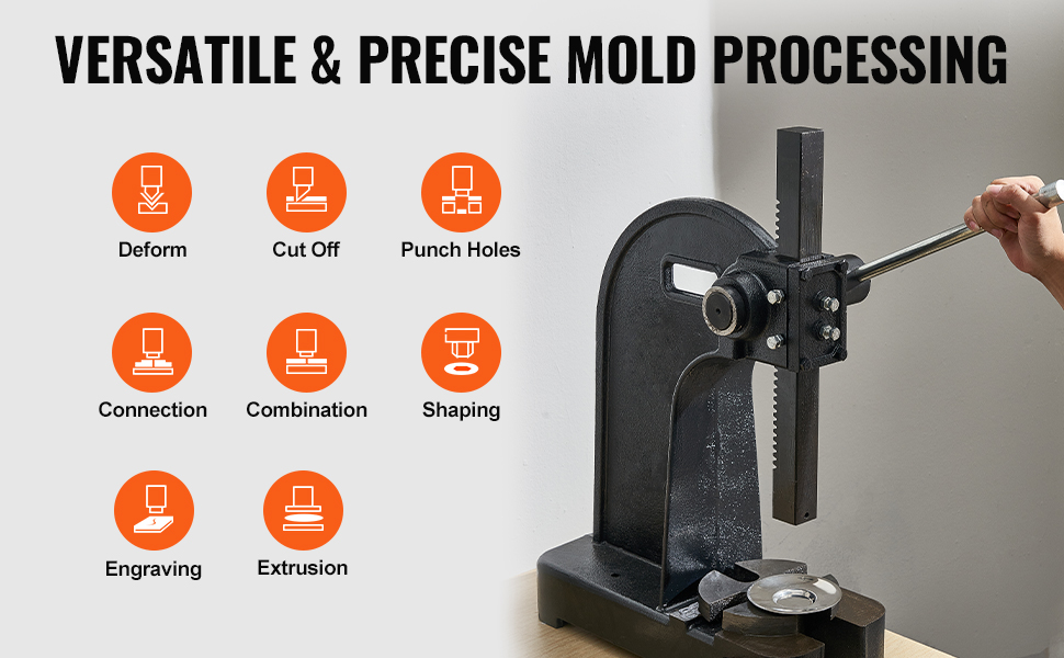 VEVOR Arbor Press, 3 Ton Manual Arbor Press, 12.2" Maximum