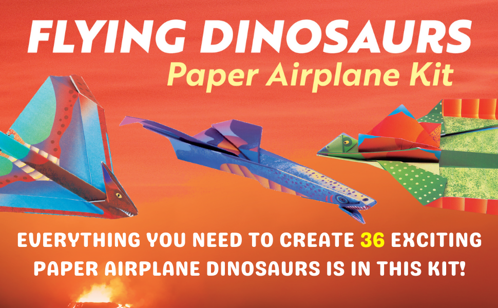 Flying Dinosaurs Paper Airplane Kit 36 Airplanes in 12 Different Designs! Ita, Sam, Frasco
