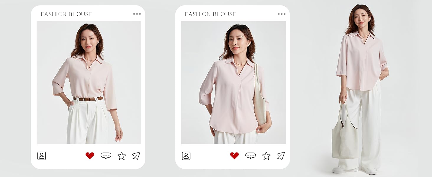 七分袖シフォンブラウス