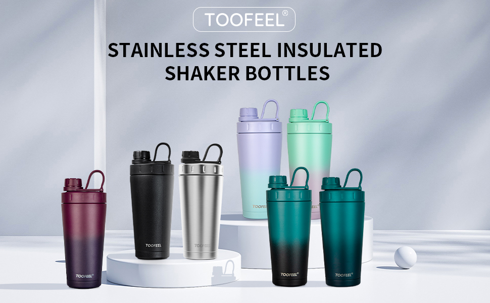 TOOFEEL Protein Shaker Bottle 20 oz Double Walled