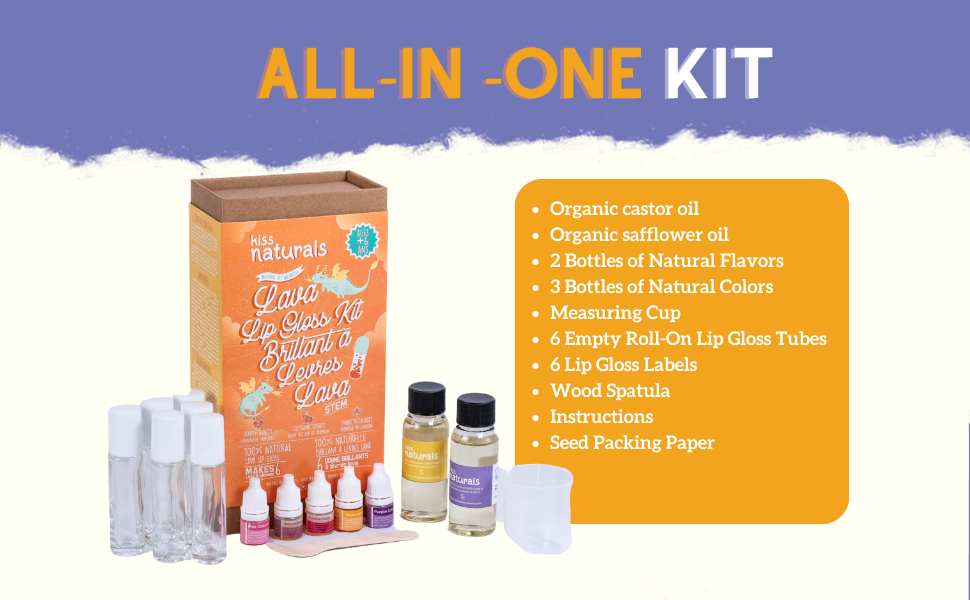 Kiss Naturals Lava Lip Gloss Kit With Organic Castor Oil, Safflower