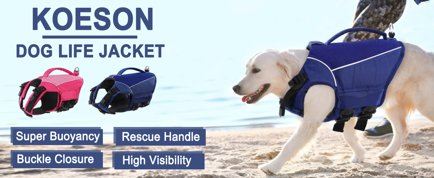 KOESON Dog Life Jacket Small, High Flotation Dog Life Vest