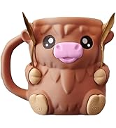 Highland Cow Ice Pint Holder,Ice Cream Pint Sleeves Cover with Handle & Spoon,Cute Animal Ices Cr...