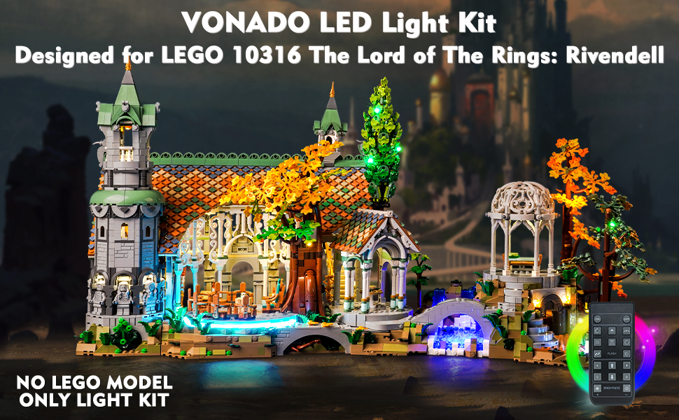 VONADO LED Light Kit for Lego The Lord of The Rings Rivendell, Remote Control