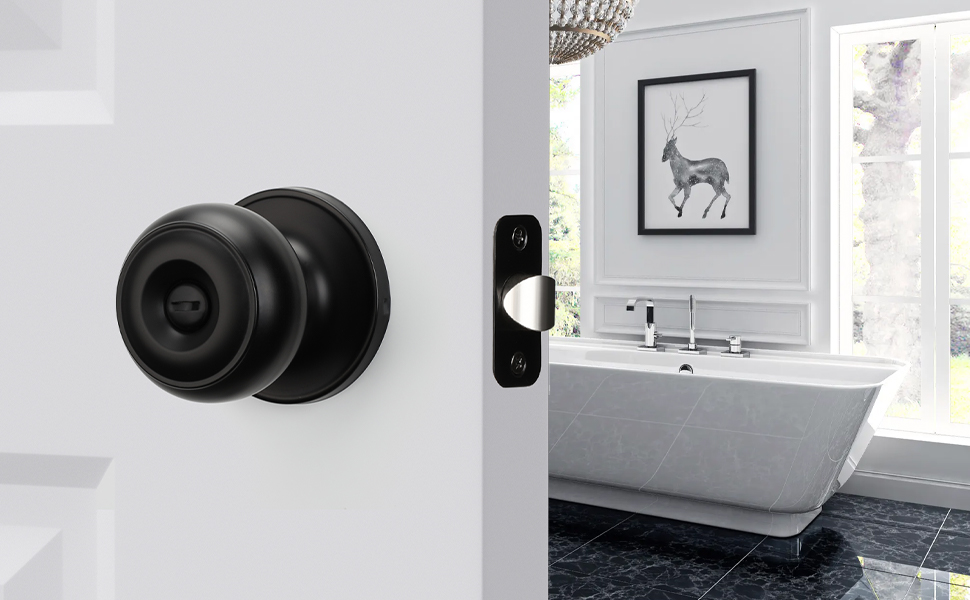 Haidms 6 Pack Matte Black Interior Door Knobs, Matte Black Interior