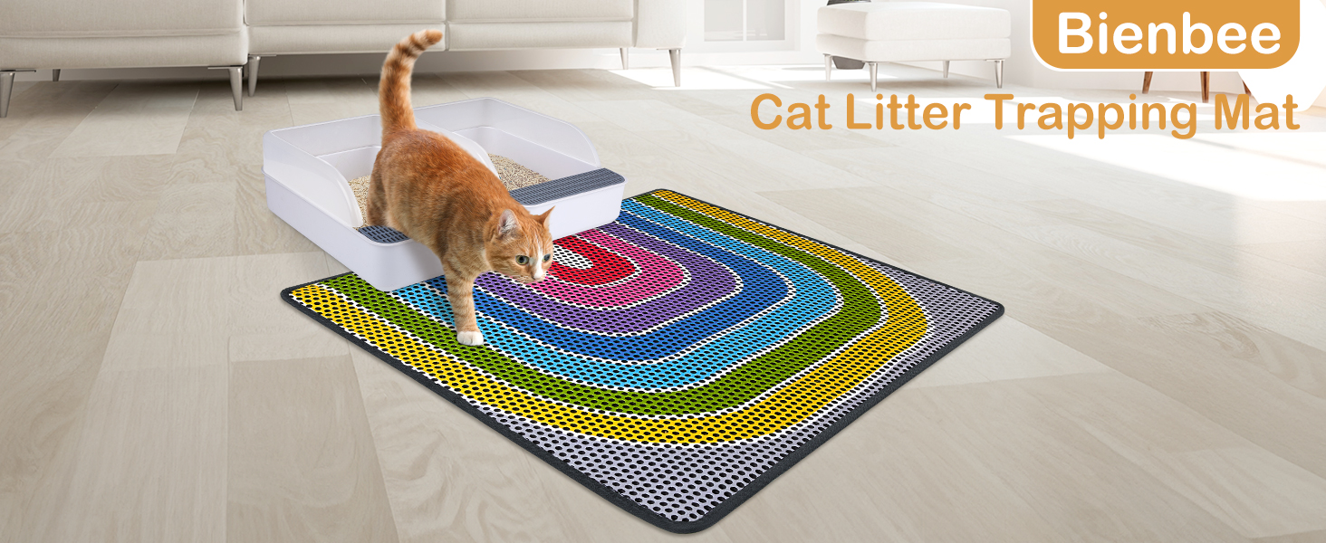Bienbee Cat Litter Mat, 24"x15" Cat Litter Trapping Mat