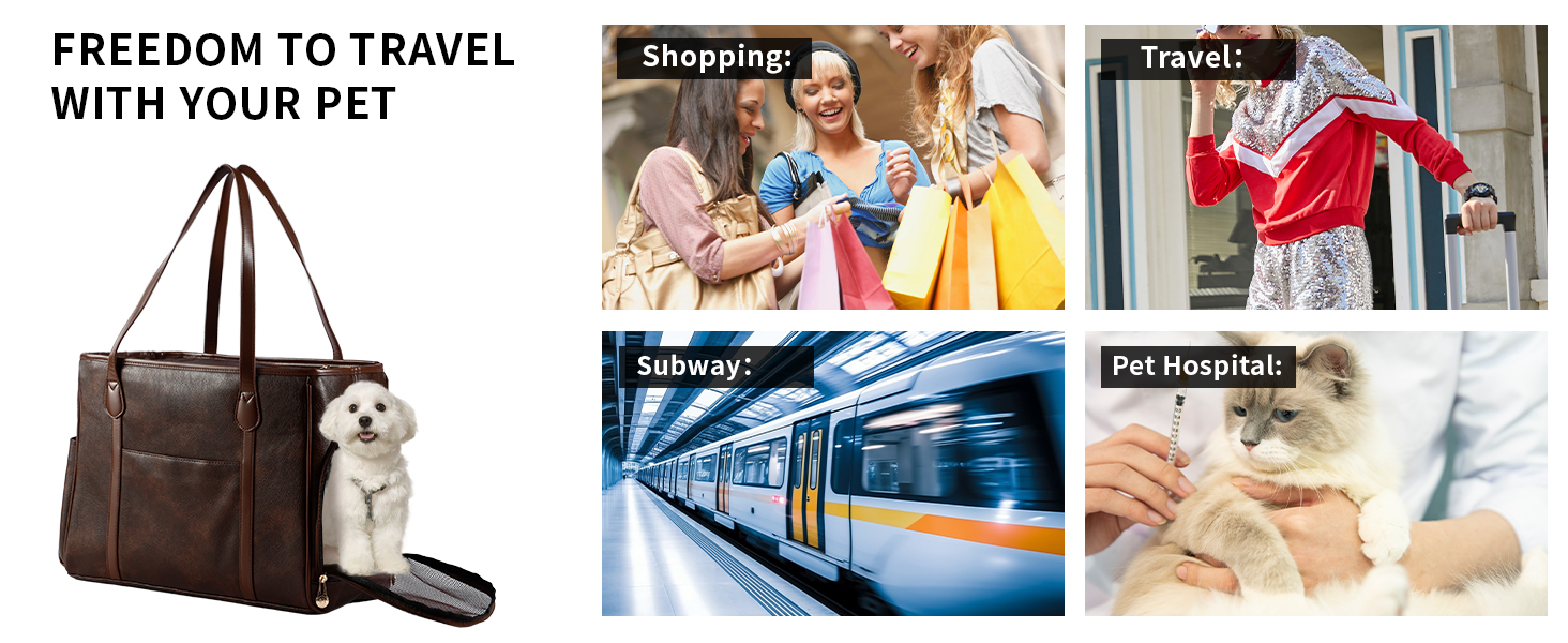 Monanller Stylish Dog Purse Carrier, Leather Pet Carrier Bag for Small Dogs Cats Puppy