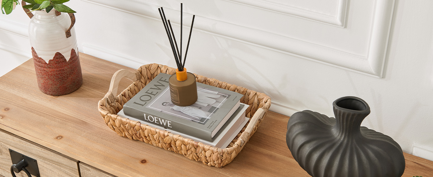 VILSSOVY 2 Packs Wicker Basket, Hyacinth Wicker Storage