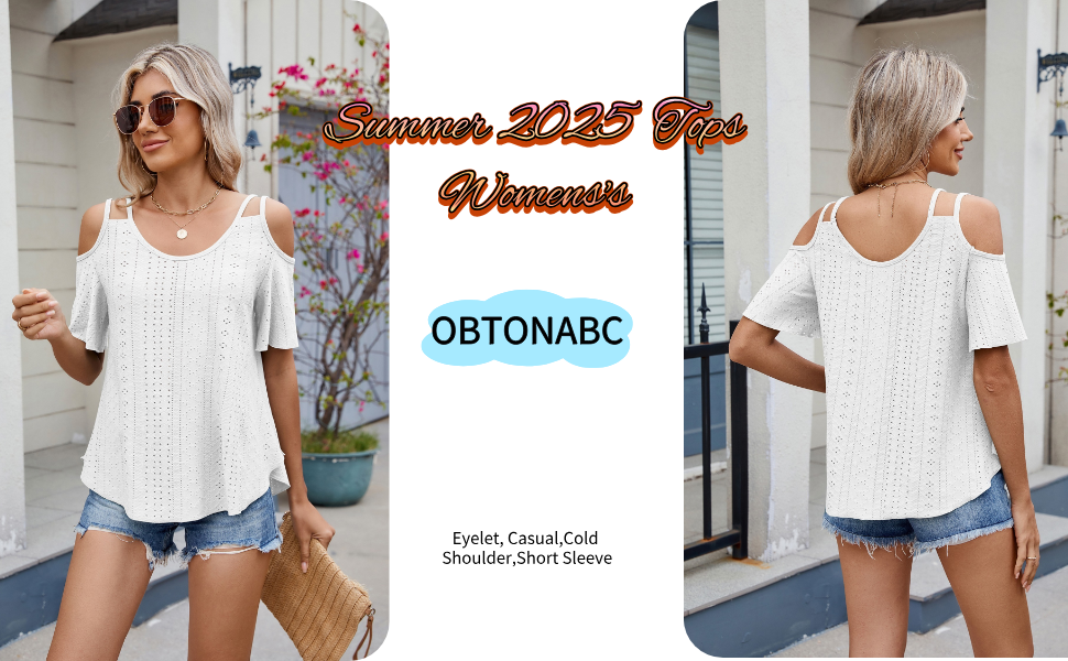 Eyelet Tops for Women Short Sleeve