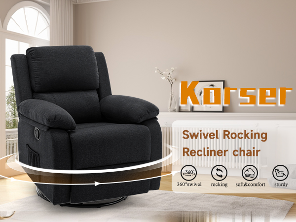 Amazon.com: Korser Recliner Chair, 360 Swivel Rocker Chair