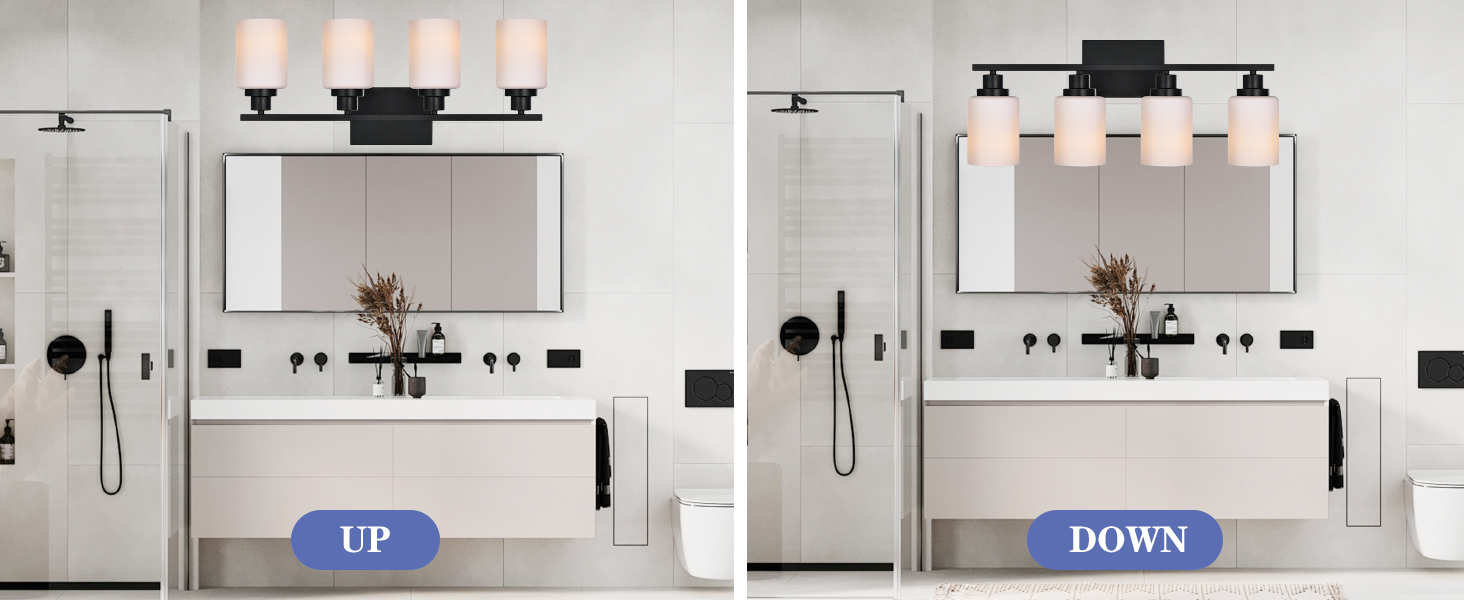Wanluce 4Light Bathroom Vanity Light Black Bathroom Lighting Fixtures