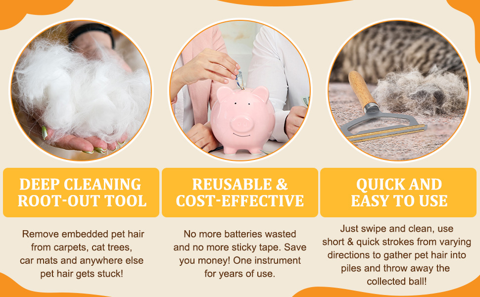 oaknovila Metal Carpet Brush Pet Hair Remover, 1 Buck Thick