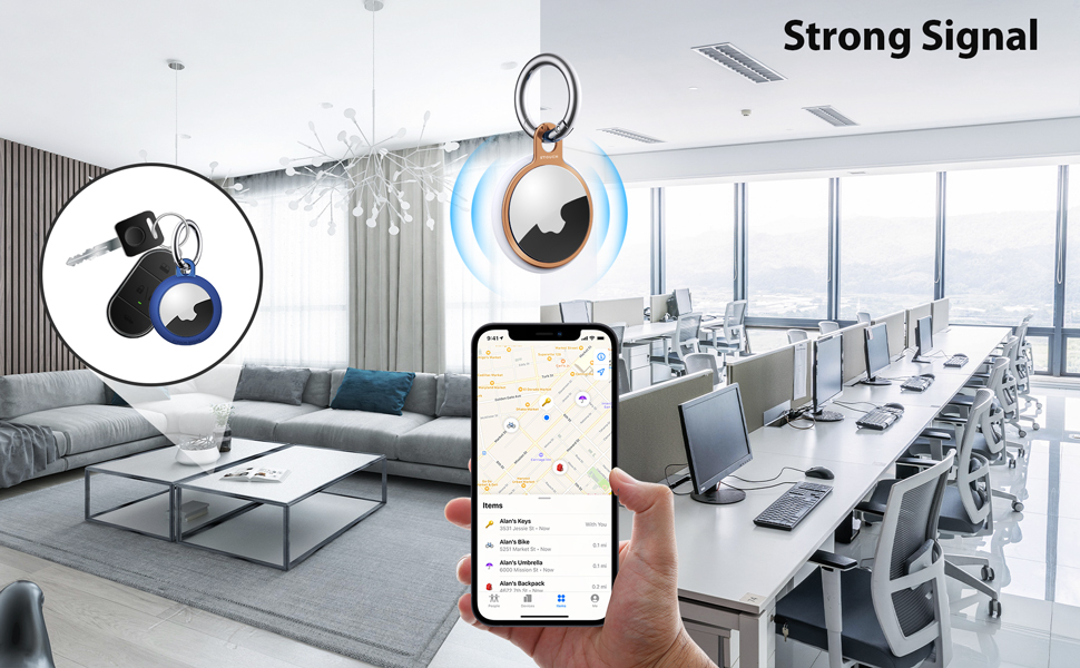 4 Packs Airtag Holder Key Ring with Soft TPU Case, Stouchi Stainless