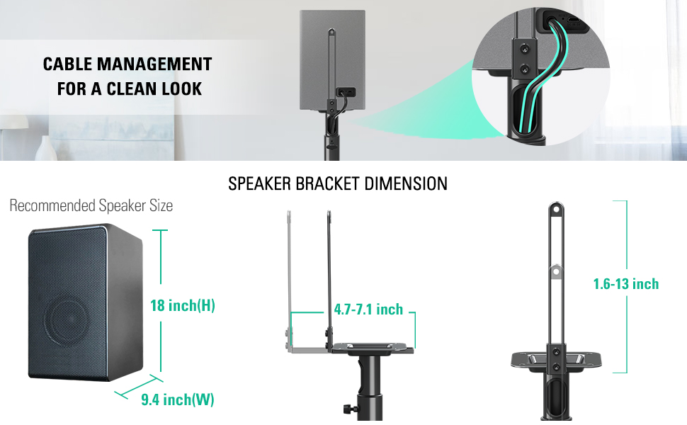 Mounting Dream Universal Speaker Stands Height Adjustable Set of 2