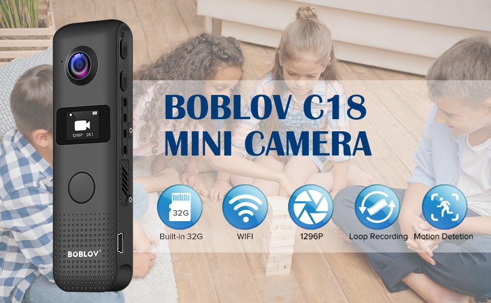 BOBLOV C18 WiFi Small Body Camera, 32GB Outdoor Body Camera, 1296P Mini