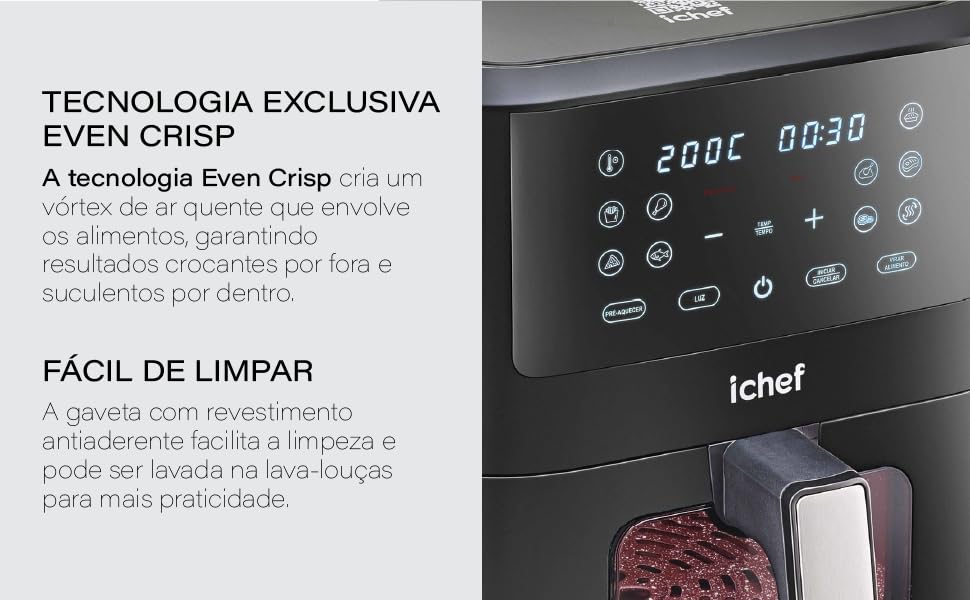 ICHEF Fritadeira Elétrica Airfryer Smart Vision 6L (110 Volts)