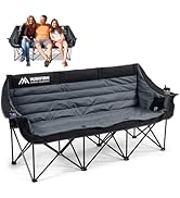 Huskfirm 3 Person Camping Chairs Folding Double Camping Chair Portable Oversized Loveseat Padded ...