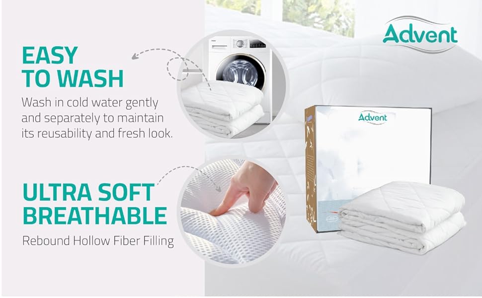 ADVENT Quilted Waterproof Mattress Protector King Size (150 x 200cm) King Size Mattress