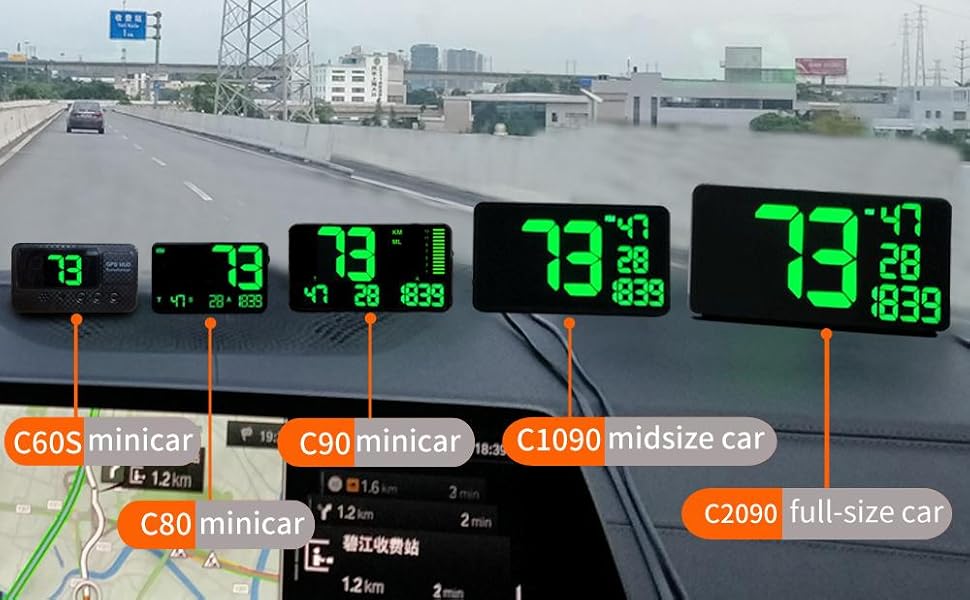 C80 Universal Digital Car GPS HUD Heads Up Display Speedometer with Over Speed Warning Car Clock
