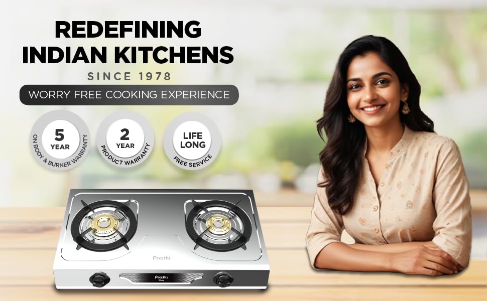 Experiance worry free cooking experiance with Preethi Glory 2 Burner Gas Stove