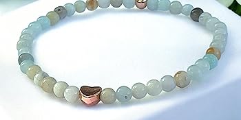 Steinfixx Armband HandmadeAmazonit Gleichgewicht Perlen Gold rose 333 Herz Geschenk